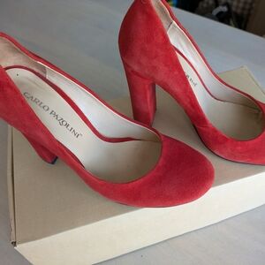 Red Velvet High Heels Shoes, 4-4,5 Size